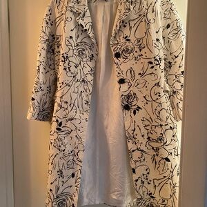 Nine West Black Floral Trench Coat